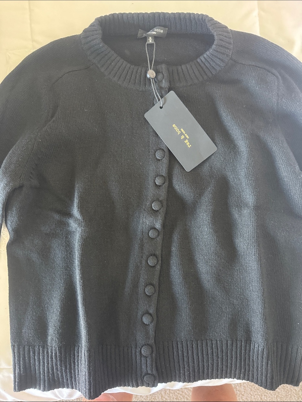 rag & bone Black Button-Front Crew Cardigan
